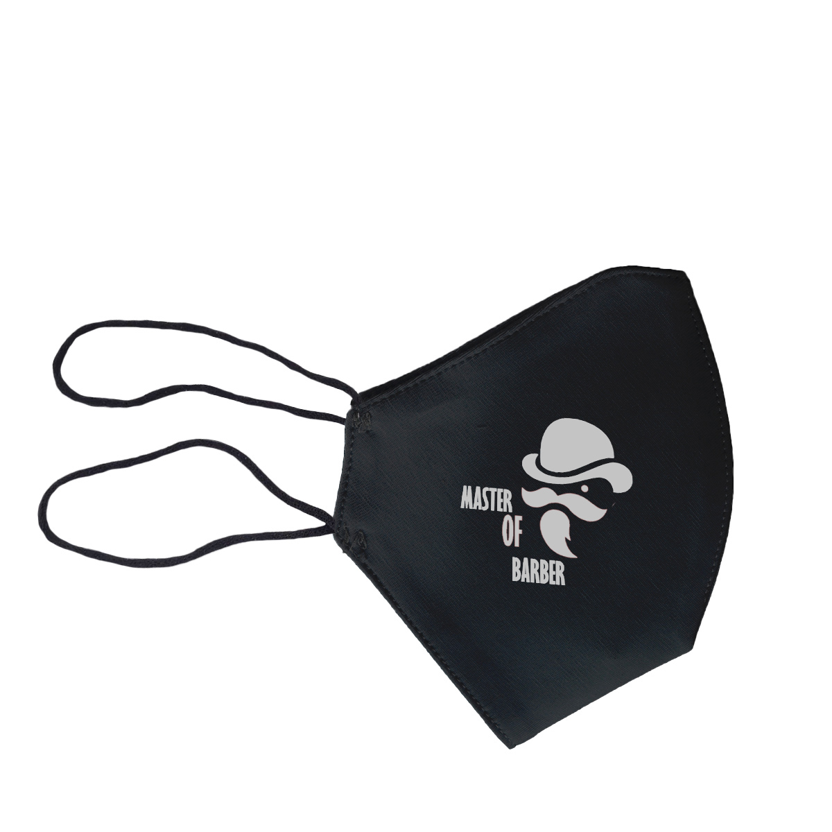 black fabric mask with company's logo