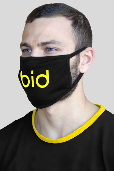 reusable fabric mask with company's logo